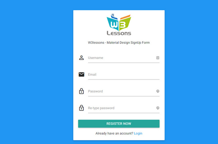 Login & SignUp form using Material Design and jQuery