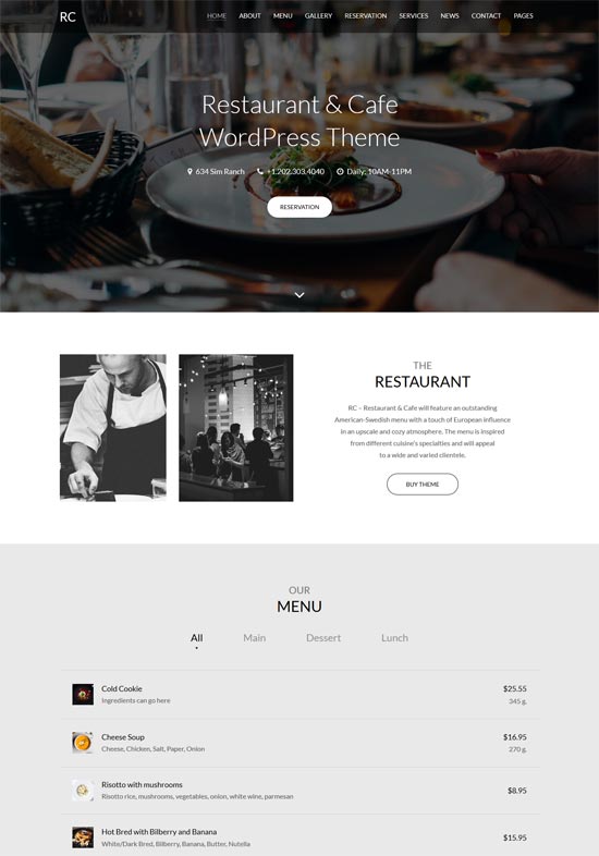 Rc – Restaurant & Cafe Onepage